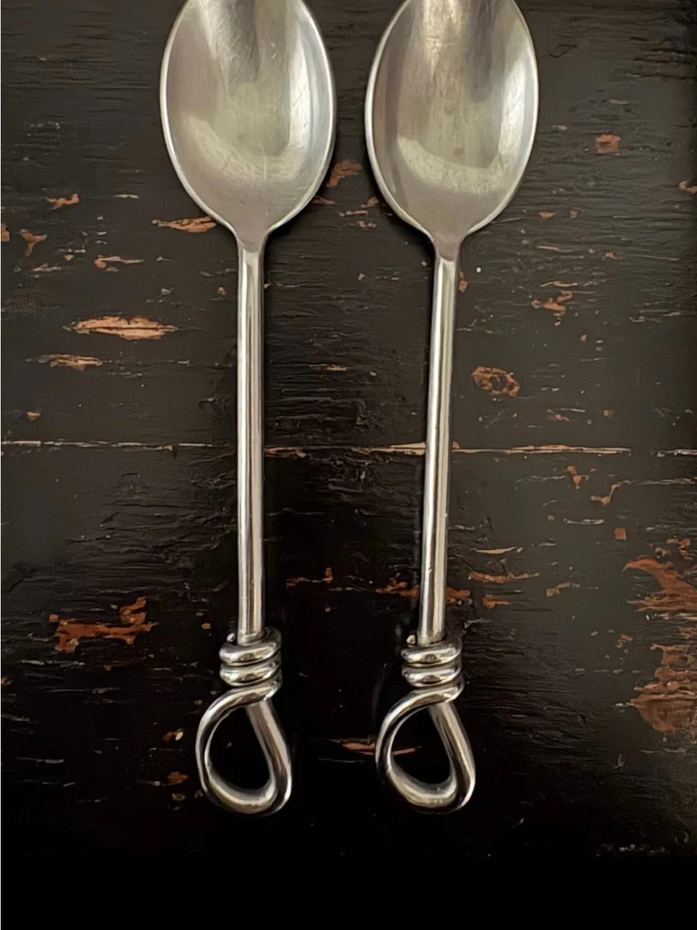 Gibson CUOMO Stainless TEASPOONS Open Ring Tip 18/8 Glossy Flatware Set of 2